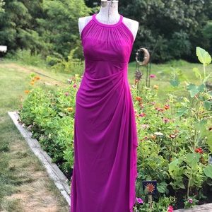 Raspberry Mesh Halter Gown